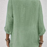 Fayo breezy V-neck button top, view 4