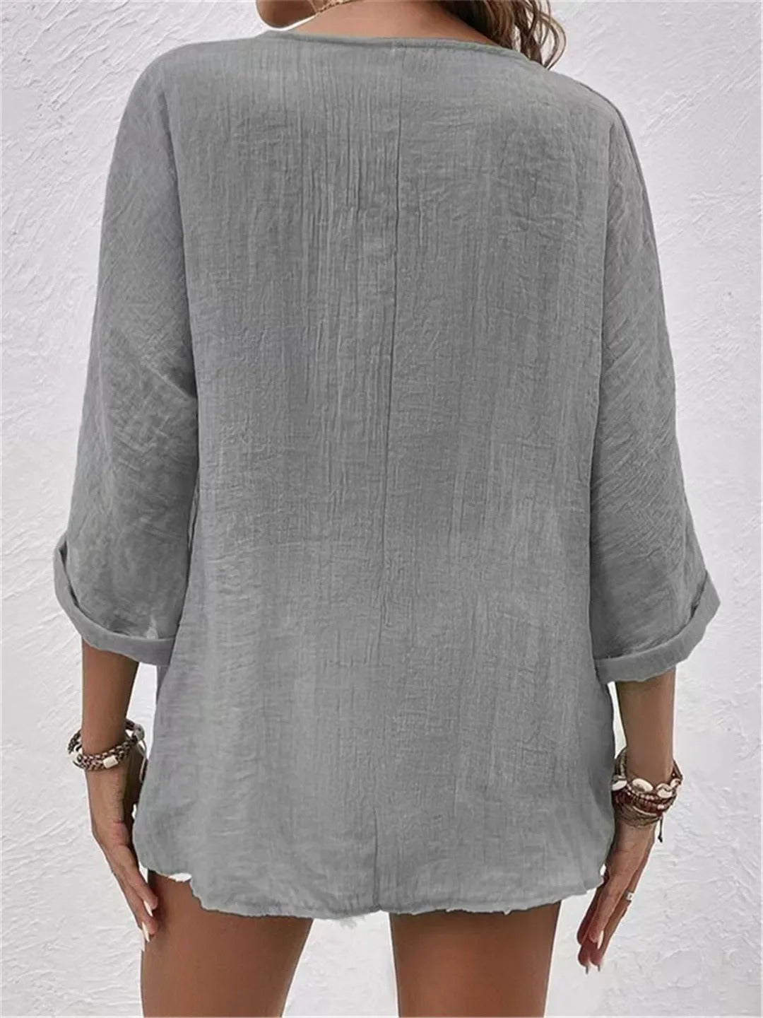 Fayo breezy V-neck button top, view 8