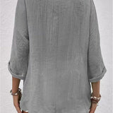 Fayo breezy V-neck button top, view 8