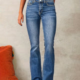 Aya high-waisted flared jeans in Sea Blue, front view