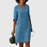 Taylor comfortable V neck dress in Sky Blue, view 7