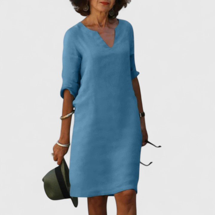 Taylor comfortable V neck dress in Sky Blue, view 7