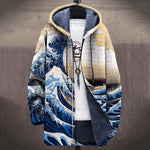 Deborah - Hokusai Great Wave on Beige Jacket, front view