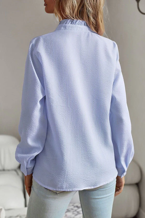 Quinn ruffle front blouse, view 3