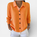 Merry knitted button blouse in Orange-Red, view 14