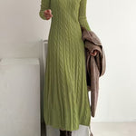 Olivia cable knit midi dress in Green, view 3