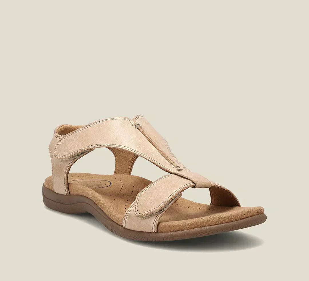 Charlotte Twin Strap Comfort Sandals in Beige, view 5