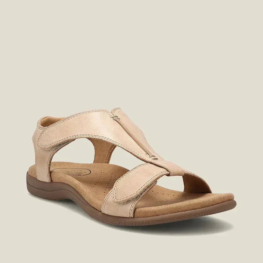 Lara Leather Strap Comfort Sandals in Beige, view 12