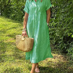 Cassandra Striped Shirt Dress in Green, view 7