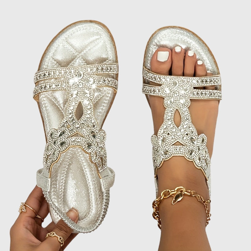 Blessy Embellished Slingback Sandals, view 7