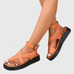 Tess orthopaedic gladiator sandals in Orange, front view