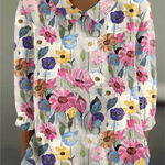 Jill artistic floral top in Pink Floral, front view