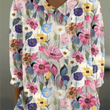 Jill artistic floral top in Pink Floral, front view