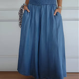 Marlene wide leg palazzo trousers in Blue, front view