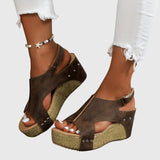Lydia orthopaedic wedge sandals in Brown, view 13