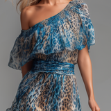 Selvaggia leopard print off shoulder maxi dress, view 4
