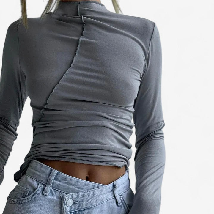 Tarina long sleeve top in Grey, view 2