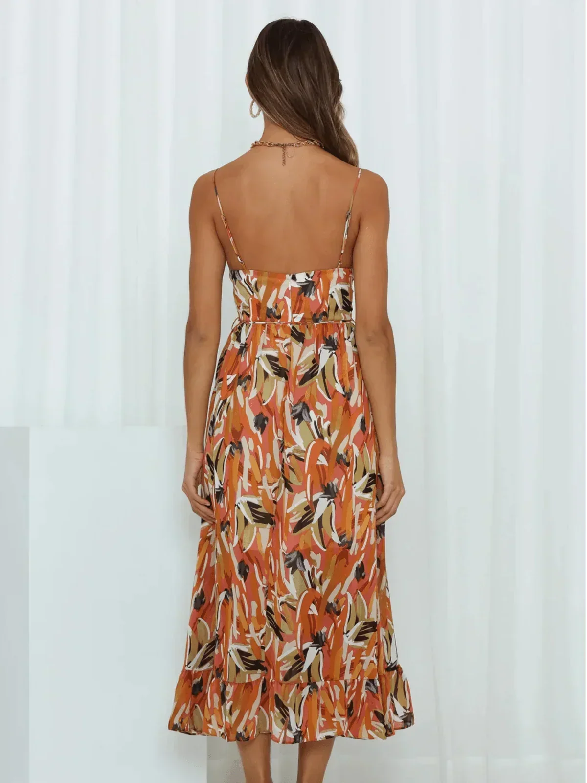Chiara Painterly Print Midi Dress, view 15
