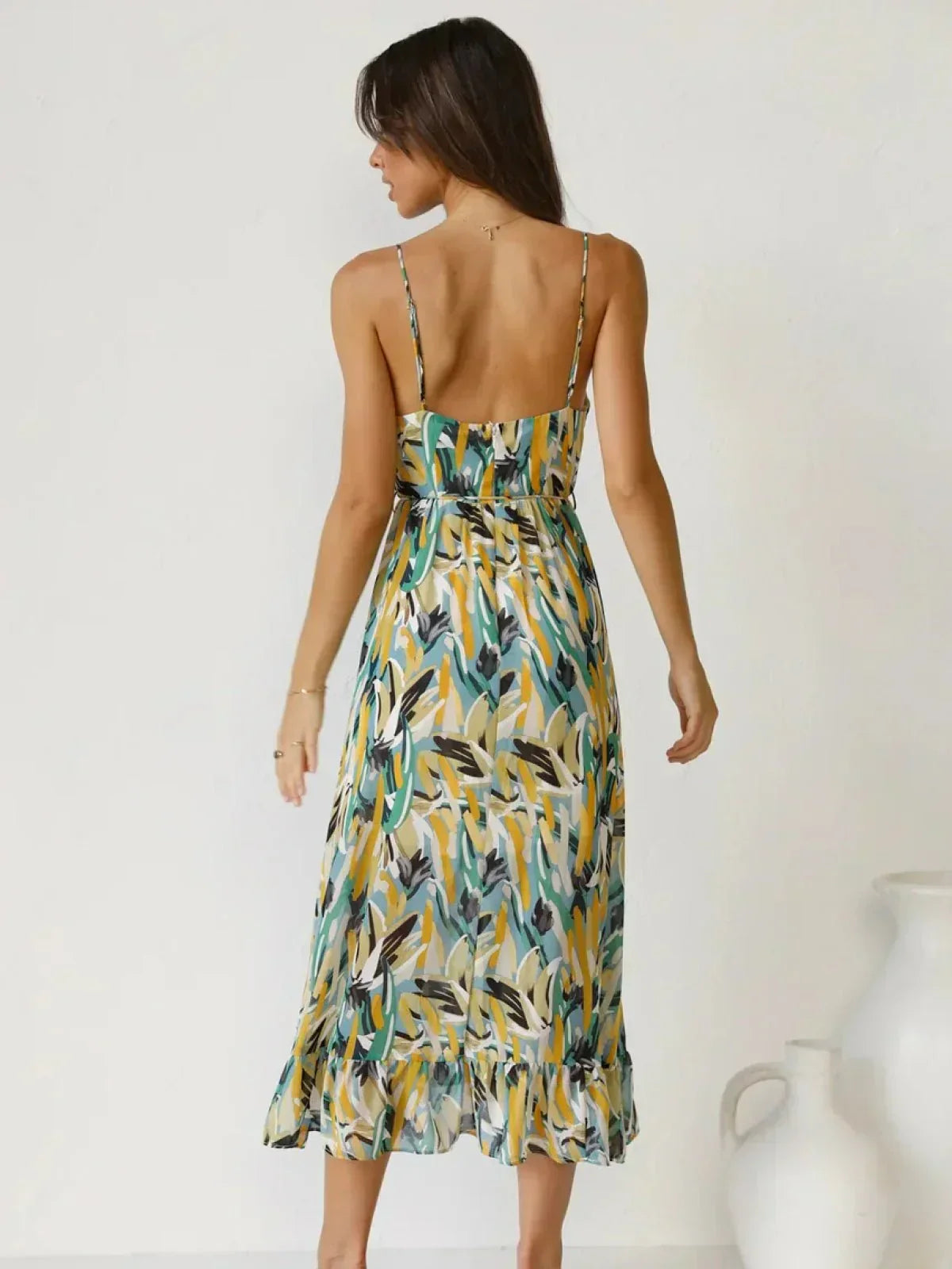 Chiara Painterly Print Midi Dress, view 9