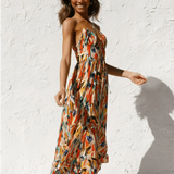 Chiara Painterly Print Midi Dress, view 7