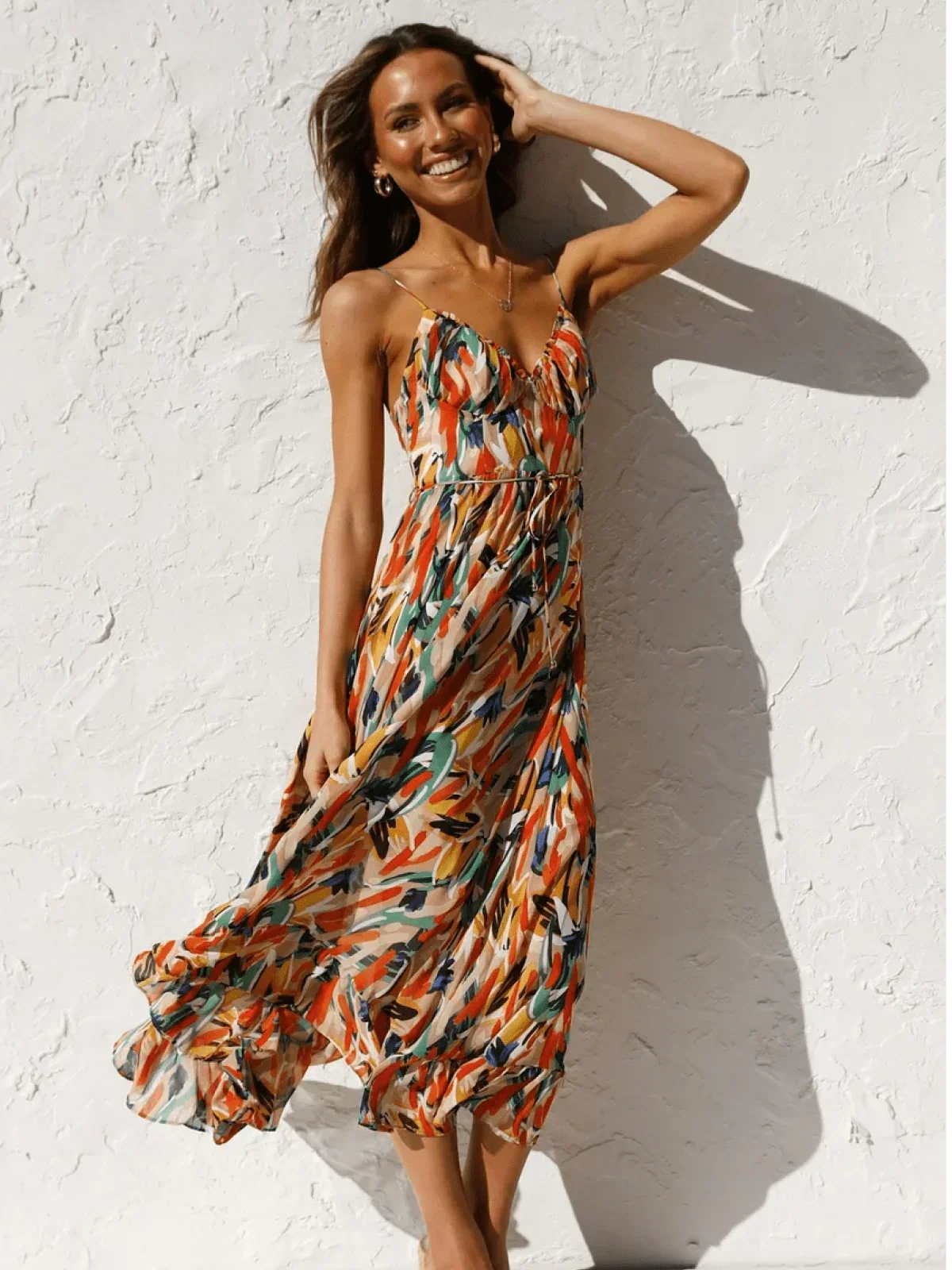 Chiara Painterly Print Midi Dress, view 5