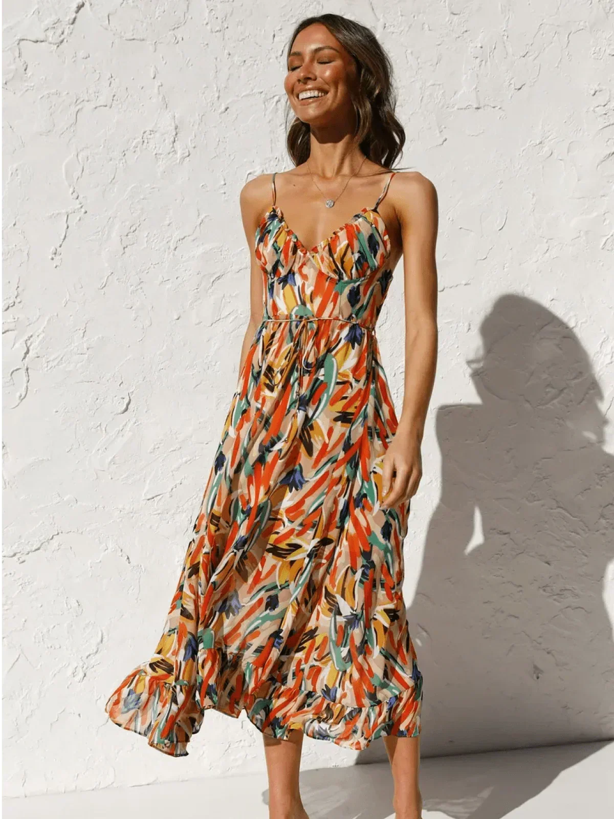 Chiara Painterly Print Midi Dress, view 4