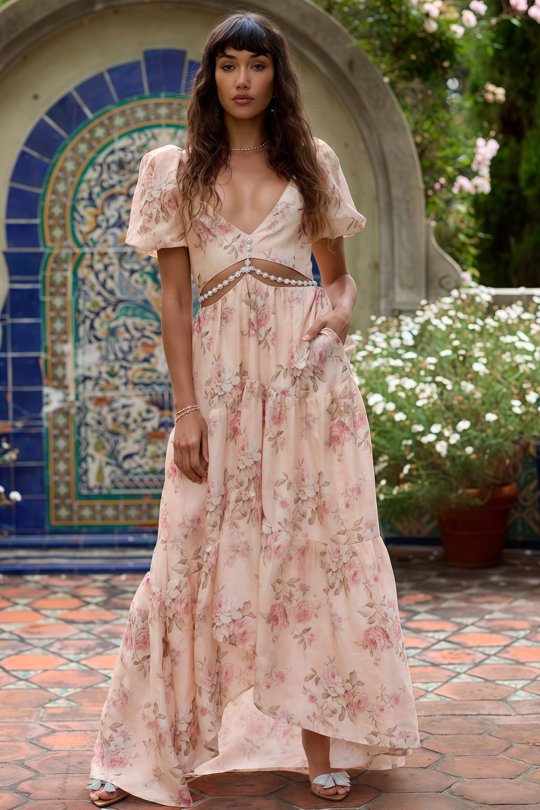Layla flowing dress in Pink, view 3