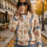 Camilla climbing rose zip-up cardigan, view 2