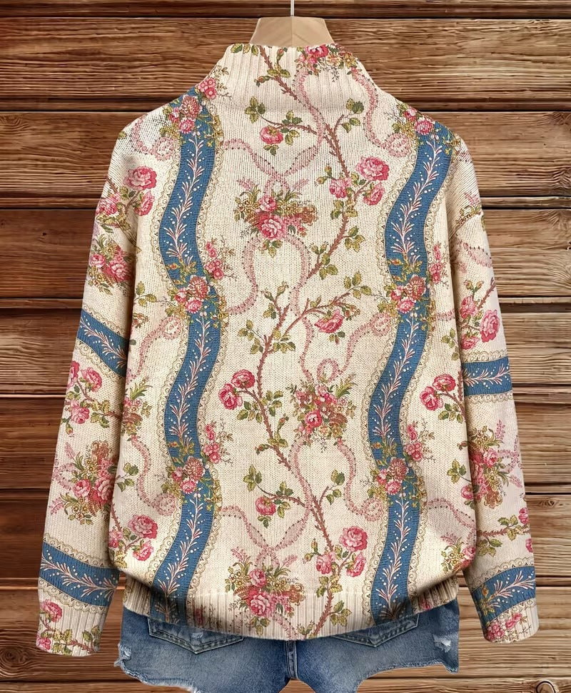 Camilla climbing rose zip-up cardigan, view 4