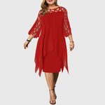 Juliana lace sleeve dress in Red, view 7