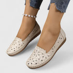 Riva perforated slip-on flats in Beige, view 11