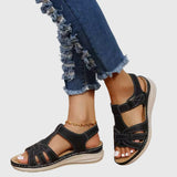 Dakota Orthopaedic Cross Strap Sandals in Black, view 5