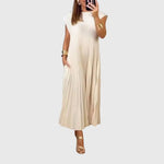 Mariana elegant maxi dress in Beige, front view