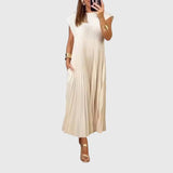 Mariana elegant maxi dress in Beige, front view