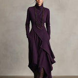 Natalie draped turtleneck knit dress, view 4