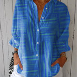 Feline azure stripe blouse in Blue, front view