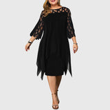Juliana lace sleeve dress in Black, view 4
