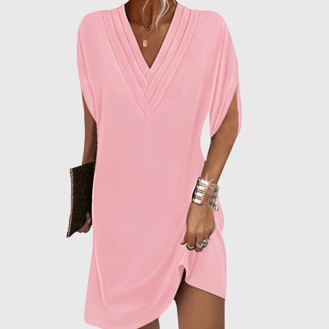 Anita tummy hiding V neck dress in Pink, view 3