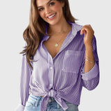 Ariana striped collared shirt, view 4