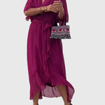 Bethany elegant V neck midi dress in Violet, view 10