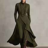 Natalie draped turtleneck knit dress, view 9