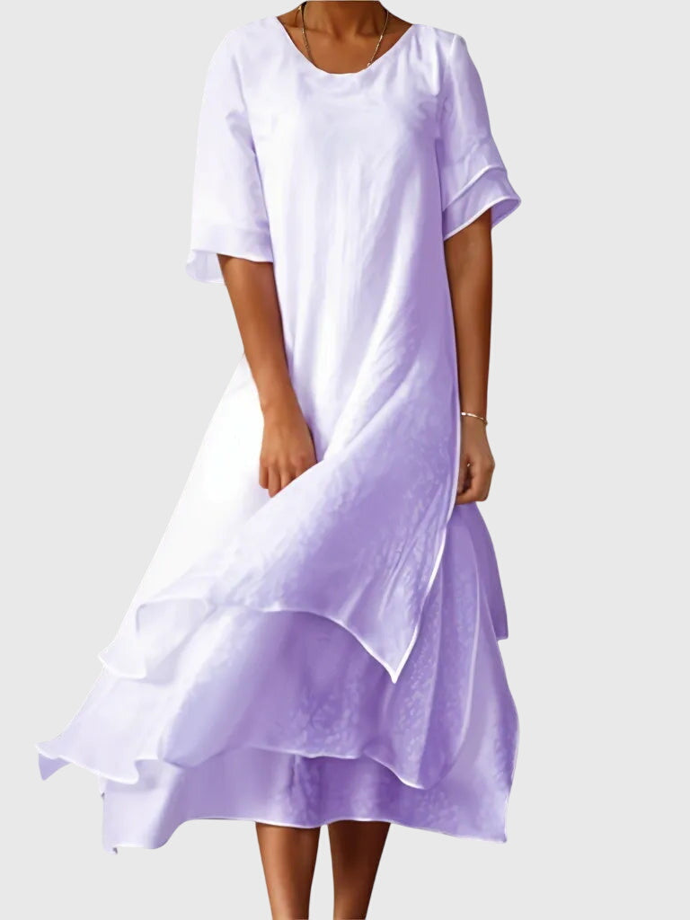 April elegant layered midi dress in Purple, view 5