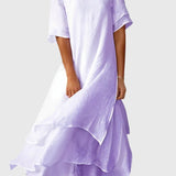 April elegant layered midi dress in Purple, view 5