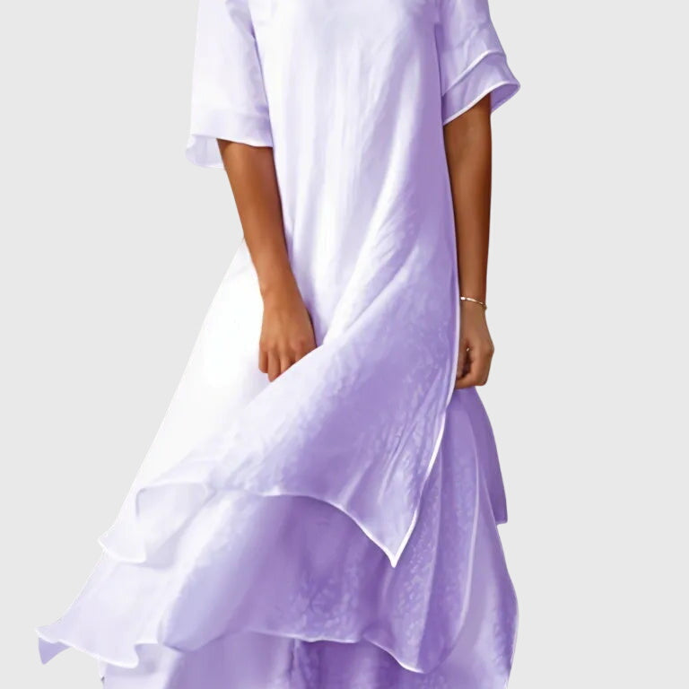 April elegant layered midi dress in Purple, view 5