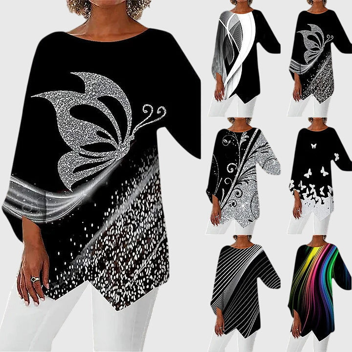 Alayah printed crew neck top, view 2