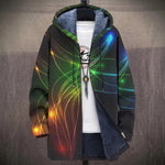 Fiona - Neon Light Streaks on Black Jacket, front view