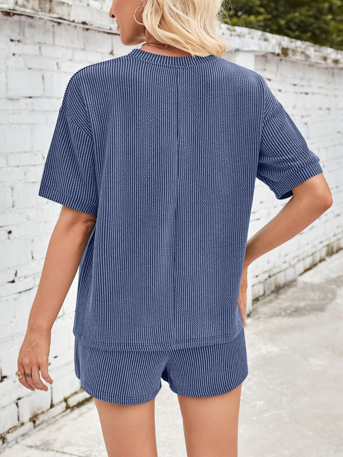 Solenne corduroy top and shorts set, view 7