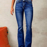 Aya high-waisted flared jeans in Dark Cyan, view 4