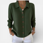 Merry knitted button blouse in Army Green, view 4
