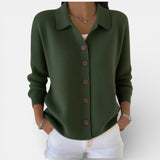 Merry knitted button blouse in Army Green, view 4